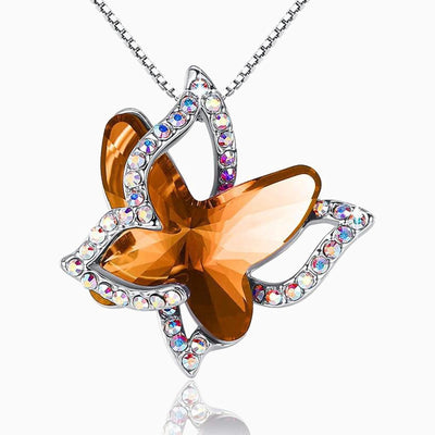 Fashionable Diamond Crystal Butterfly Pendant Necklace
