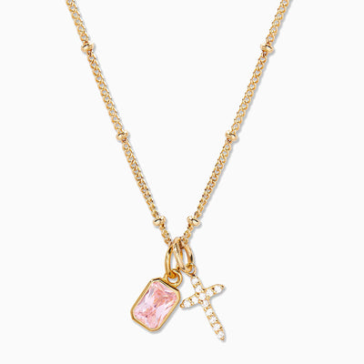 December Birthstone Cross Full Diamond Necklace