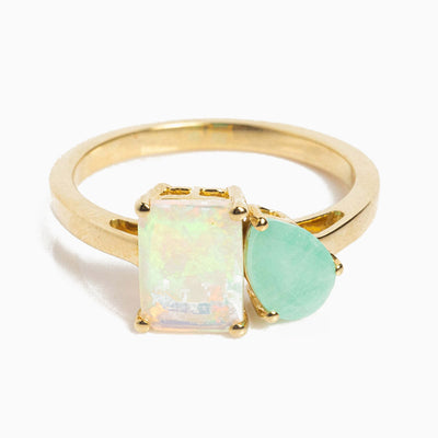 December Birthstone Double Shaped Gemstone Ring