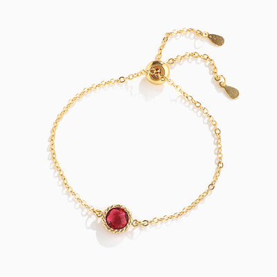 December Birthstone Round Pendant Adjustable Bracelet