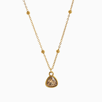 December Birthstone Shaped Zircon Pendant Round Bead Necklace