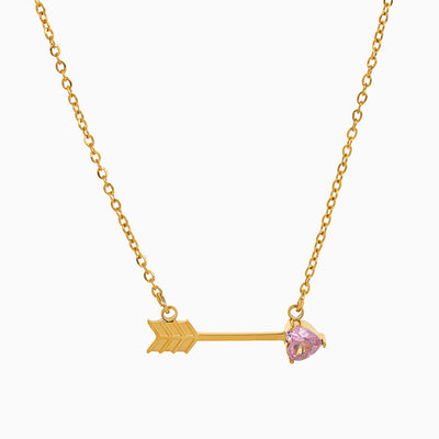December Birthstone Heart and Arrow Pendant Necklace