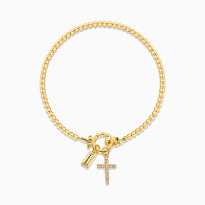 December Birthstone Square Natural Stone With Cross Pendant Bracelet