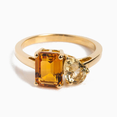 December Birthstone Double Shaped Gemstone Ring