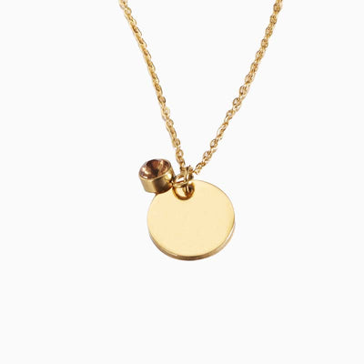 December Birthstone Round Engraved Necklace
