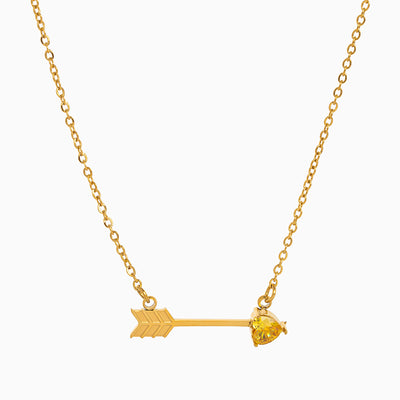 December Birthstone Heart and Arrow Pendant Necklace