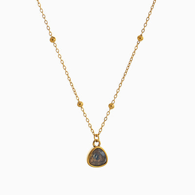 December Birthstone Shaped Zircon Pendant Round Bead Necklace