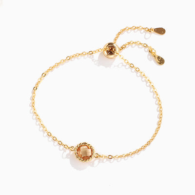 December Birthstone Round Pendant Adjustable Bracelet