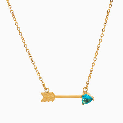 December Birthstone Heart and Arrow Pendant Necklace