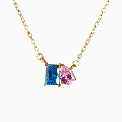 December Birthstone Double Shaped Gemstone Necklace