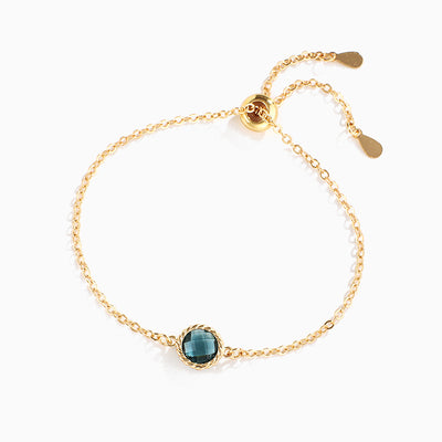 December Birthstone Round Pendant Adjustable Bracelet