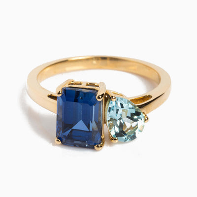 December Birthstone Double Shaped Gemstone Ring