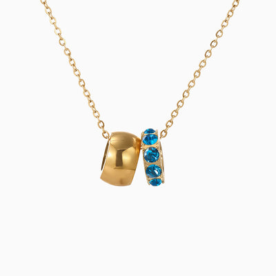 December Birthstone Rhinestone Double Circle Necklace