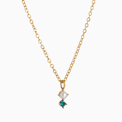 December Birthstone And Pearl Simple Necklace