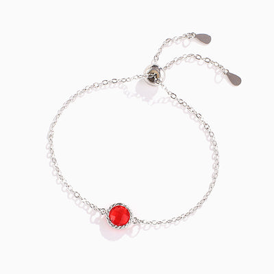 December Birthstone Round Pendant Adjustable Bracelet