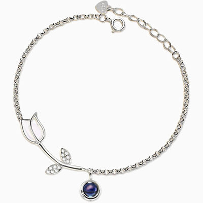 Projection Customized Photo Flower Shape Chain Bead Pendant Bracelet