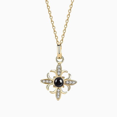 Projected Photo Custom Flower-Shaped Diamond Necklace