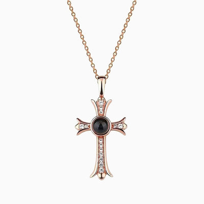 Projected Photo Custom Cross Diamond Necklace