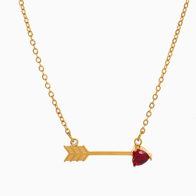 December Birthstone Heart and Arrow Pendant Necklace