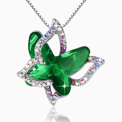 Fashionable Diamond Crystal Butterfly Pendant Necklace