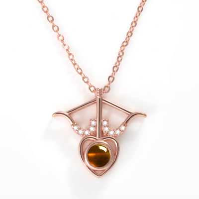 Projection Photo Customed Bow And Arrow Heart Necklace