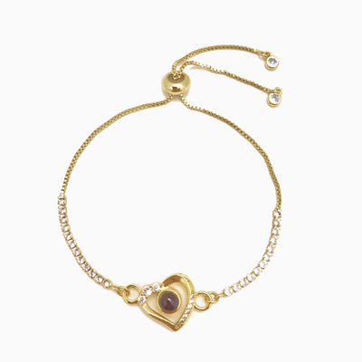Projection Photo Customed Crooked Peach Heart Bracelet-TybeB