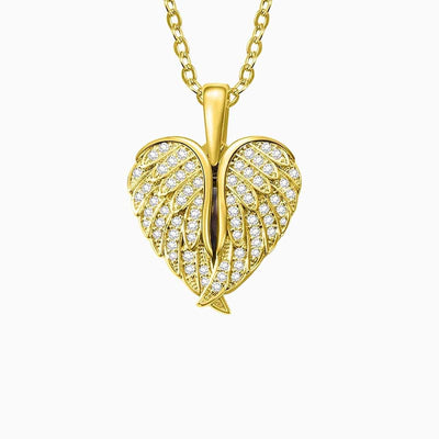 Personalized Engraved Letter Heart Wing Necklace