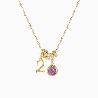 December Birthstone Number Multi-Charm Pendant Necklace