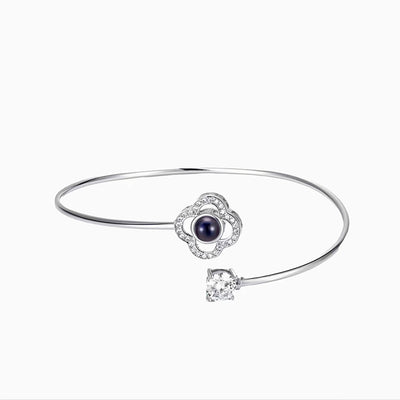 Projection Photo Customed Four Leaf Clover Diamond Bracelet