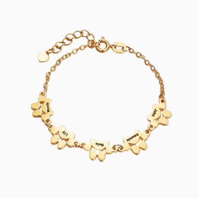 Customized Personalized Name Engraved Pet Paw print Bracelet