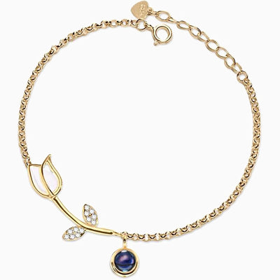Projection Customized Photo Flower Shape Chain Bead Pendant Bracelet