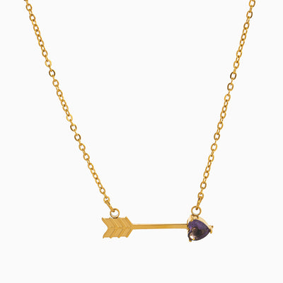 December Birthstone Heart and Arrow Pendant Necklace