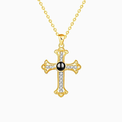 Projected Photo Custom Cross-Shaped Diamond Necklace