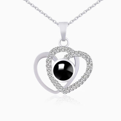 Projection Photo Customed Double Crooked Heart Necklace