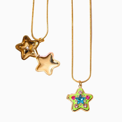 Fashionable Dopamine Star Diamond Opening and Closing Photo Album Necklace