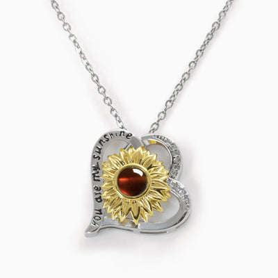 Projection Photo Customed Irregular Heart Sunflower Necklace
