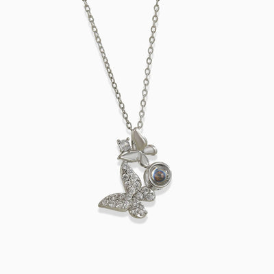 Projection Photo Customed Double Butterfly Necklace