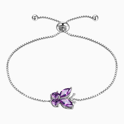December Birthstone Butterfly Adjustable Bracelet