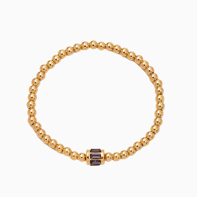 December Birthstone Natural Stone Gold Beads Beaded Bracelet