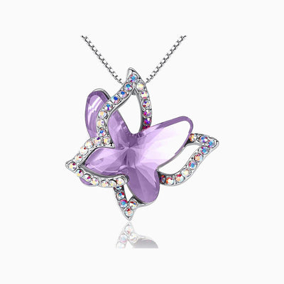 Fashionable Diamond Crystal Butterfly Pendant Necklace