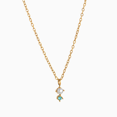 December Birthstone And Pearl Simple Necklace