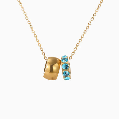 December Birthstone Rhinestone Double Circle Necklace
