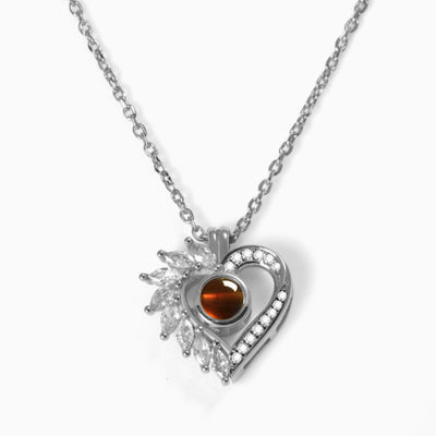 Projection Photo Customed Petals Heart Shape Necklace