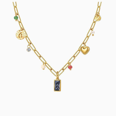 December Birthstone Multi-Charm Pendant Necklace