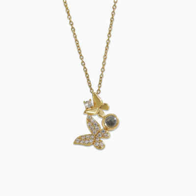 Projection Photo Customed Double Butterfly Necklace