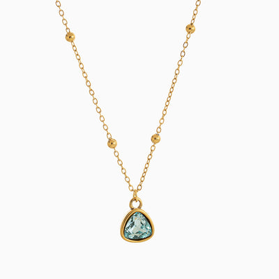 December Birthstone Shaped Zircon Pendant Round Bead Necklace