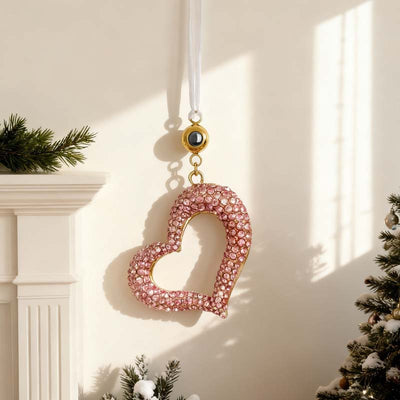 Personalized Photo Projection Diamond Hollow Heart Christmas Decoration Pendant
