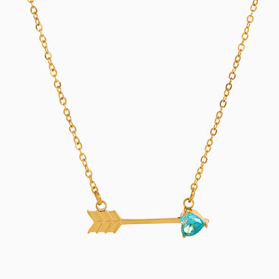 December Birthstone Heart and Arrow Pendant Necklace