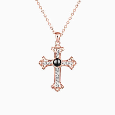 Projected Photo Custom Cross-Shaped Diamond Necklace