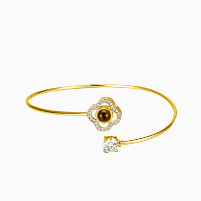 Projection Photo Customed Four Leaf Clover Diamond Bracelet